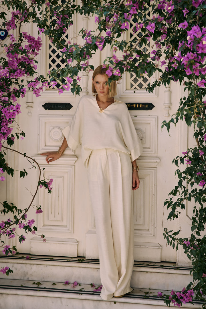 Sateen Pantalon en mélange de lin - Pierre