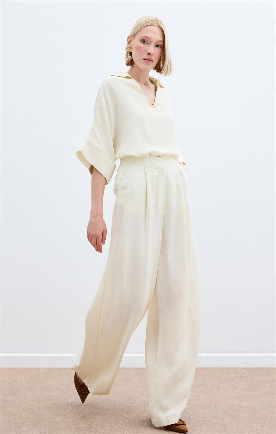 Sateen Pantalon en mélange de lin - Pierre