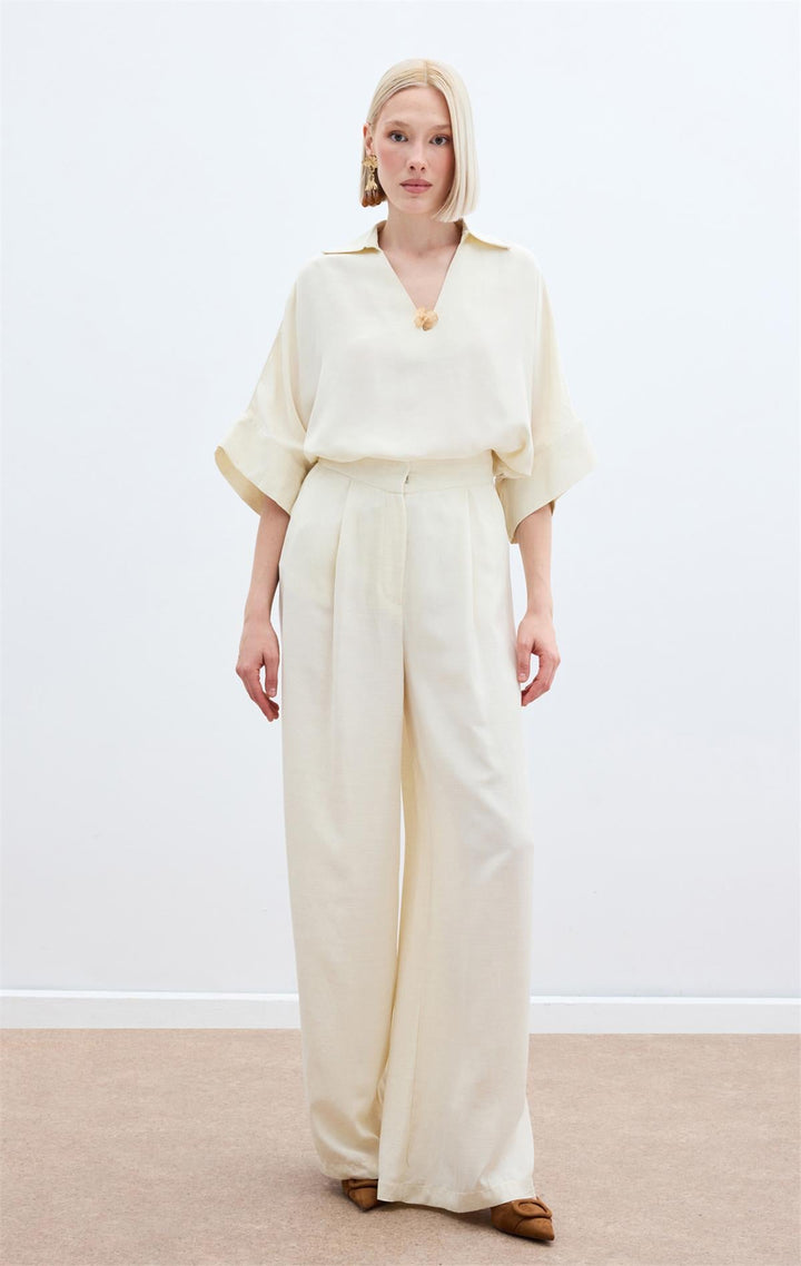 Sateen Pantalon en mélange de lin - Pierre