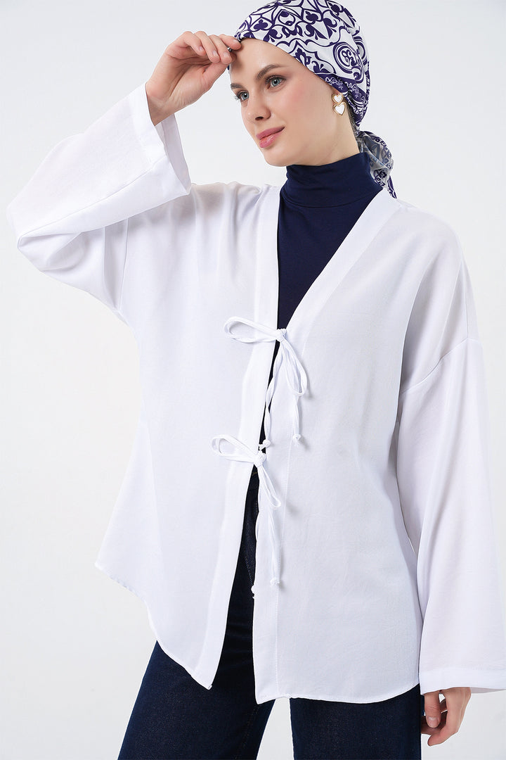 Bigdart Kimono de mode en lin 5968 - Blanc