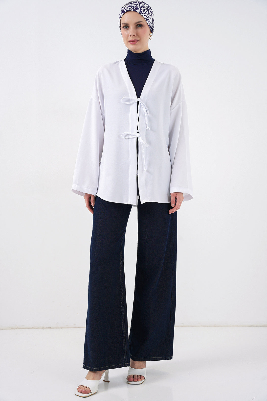 Bigdart Kimono de mode en lin 5968 - Blanc