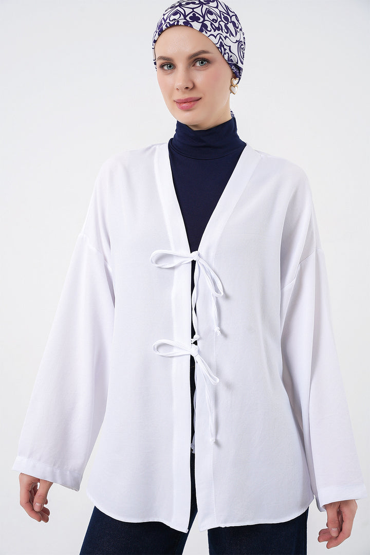 Bigdart Kimono de mode en lin 5968 - Blanc