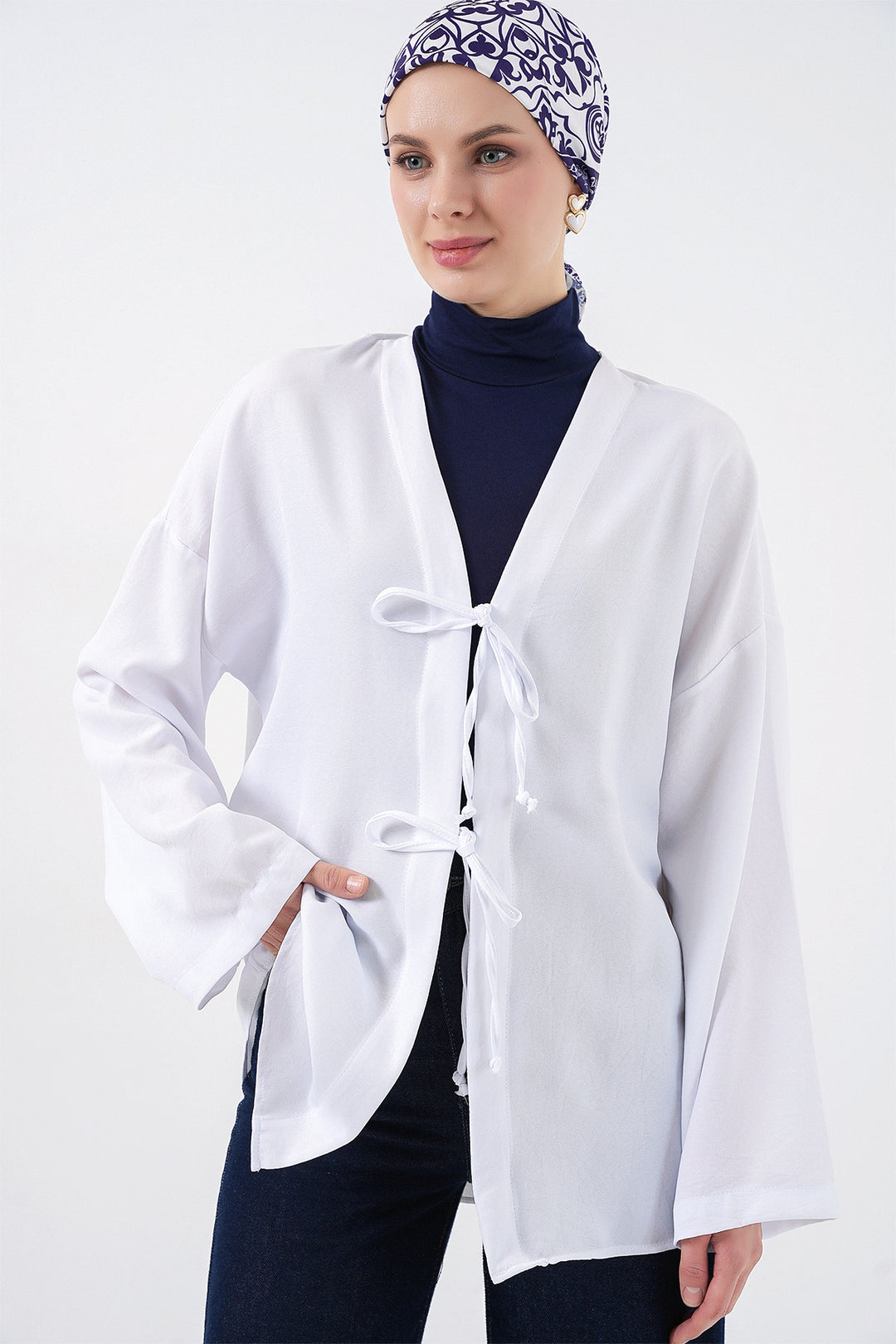 Bigdart Kimono de mode en lin 5968 - Blanc