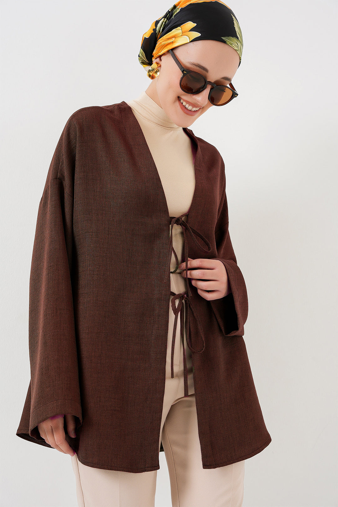 Bigdart Kimono en lin pour femmes 5968 - Marron