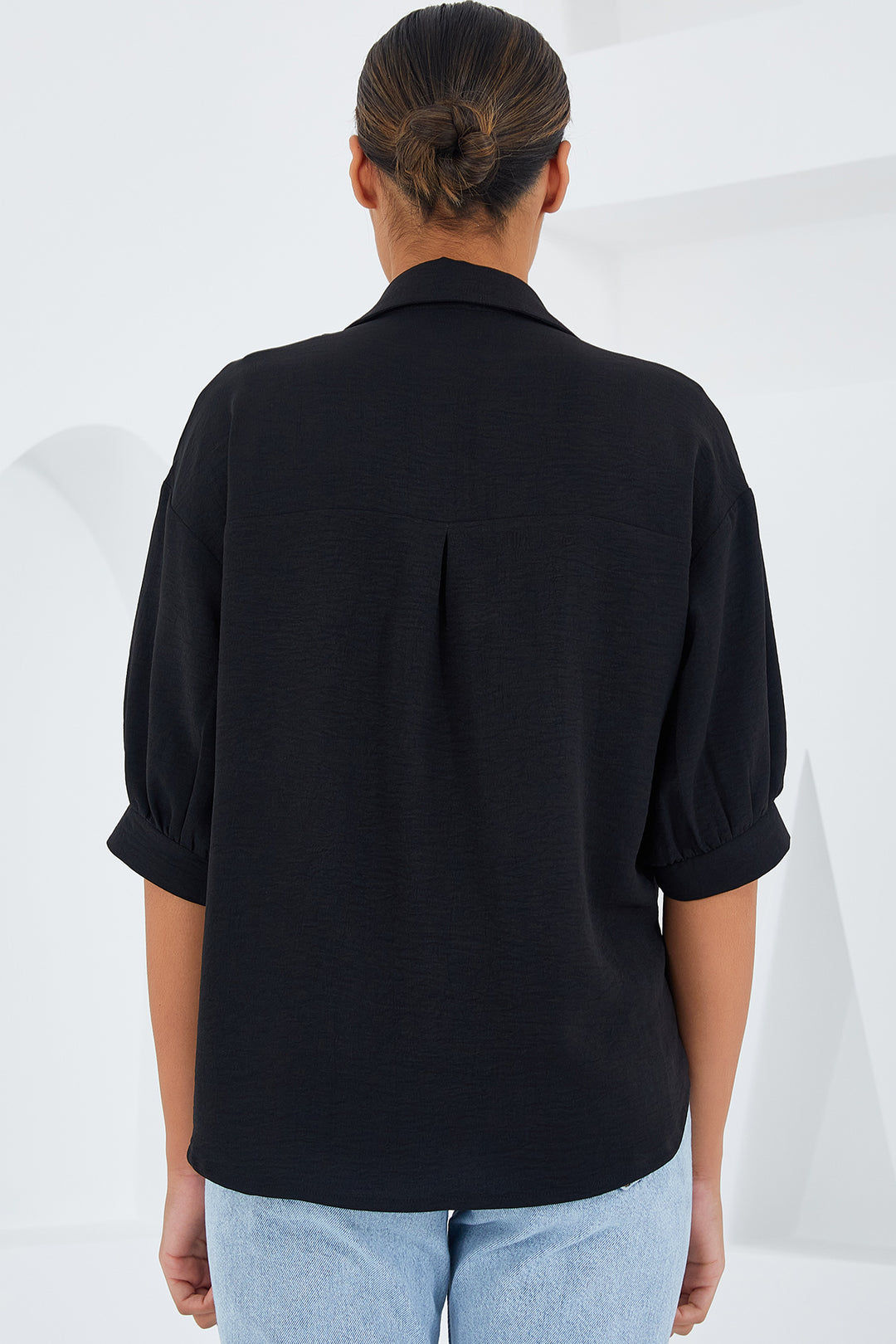 Bigdart Chemise en Lin Oversize à Manches Courtes Noire Femme 20240 - Noir