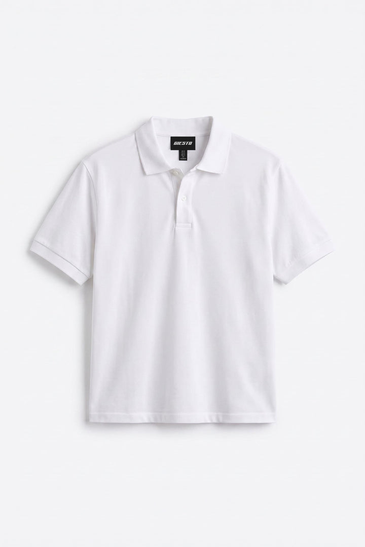 Giesto T-shirt à manches courtes Polo col Blanc - Blanc