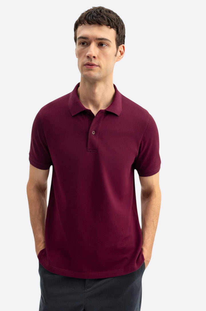 Giesto T-shirt à manches courtes Polo col Bordeaux - Bordeaux
