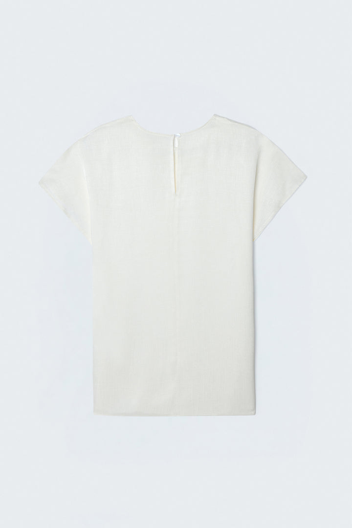 Sateen Blouse à manches courtes - Écru