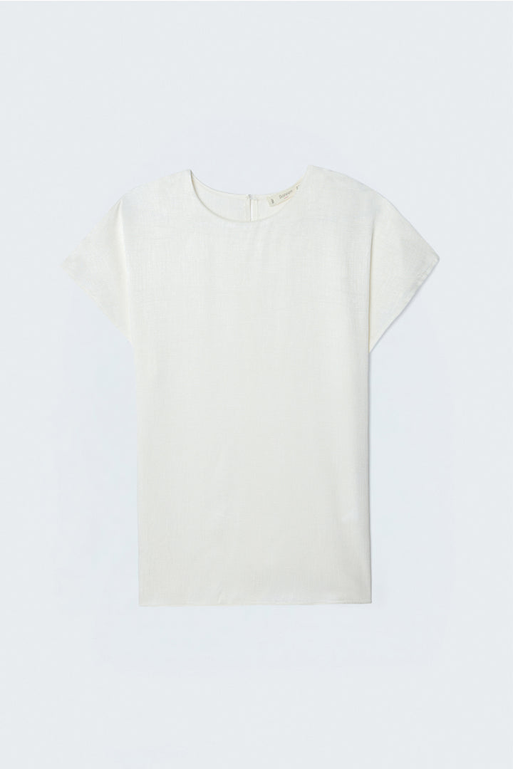 Sateen Blouse à manches courtes - Écru