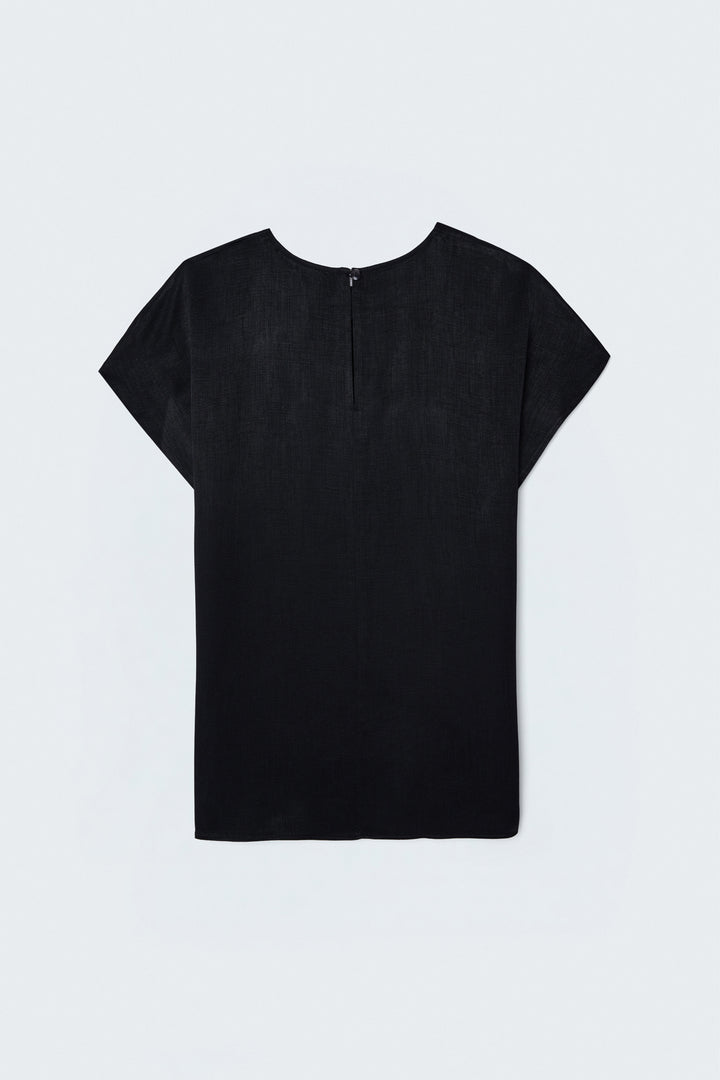 Sateen Blouse à manches courtes - Noir