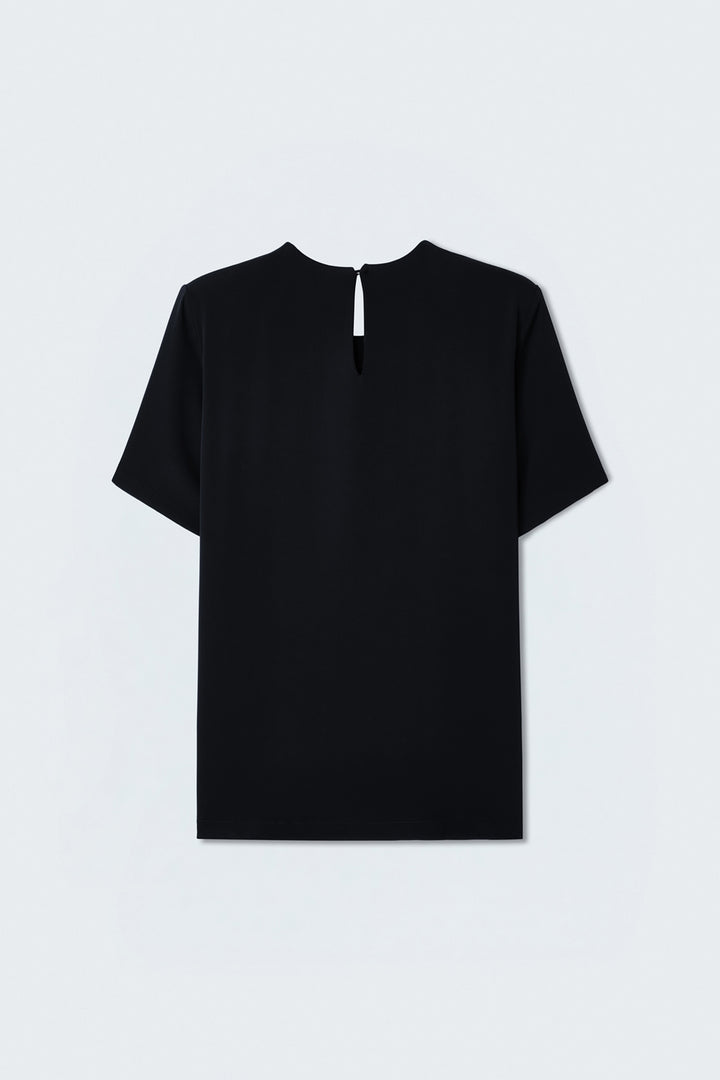 Sateen Blouse à manches courtes - Noir