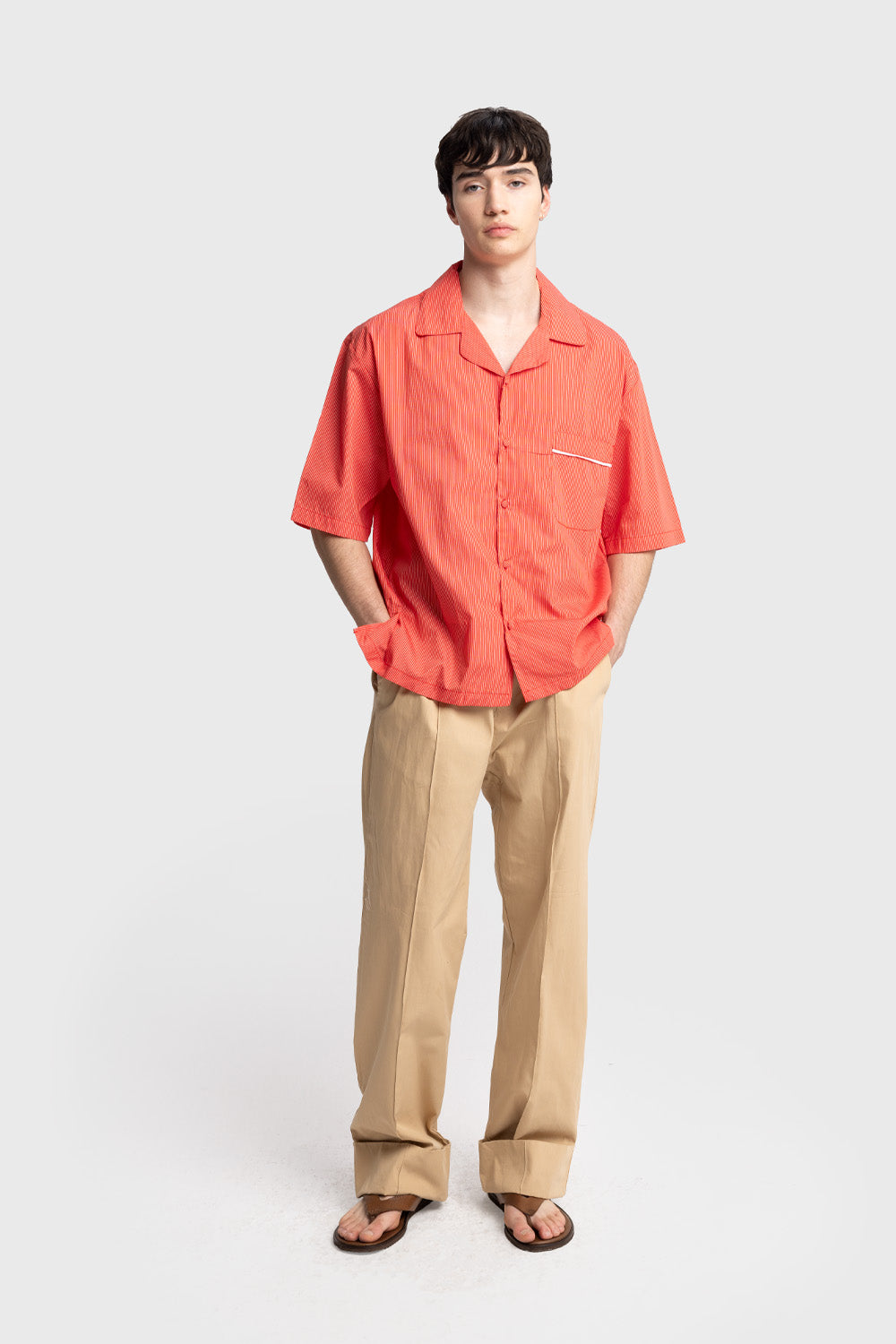 Giesto Chemise à manches courtes rayée - Rouge