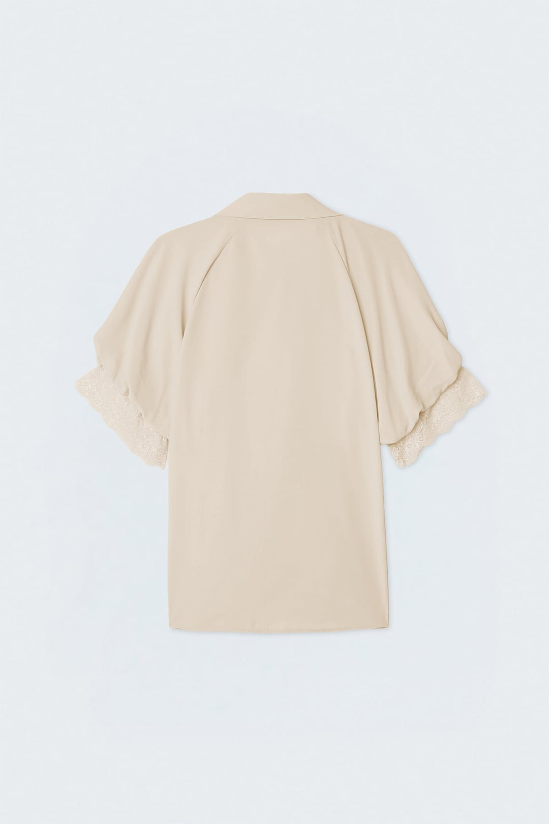 Sateen Chemisier à manches courtes avec détails en dentelle - Beige