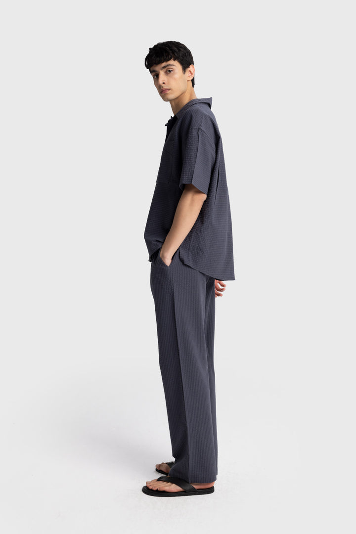 Giesto Chemise gaufrée à manches courtes - Noir