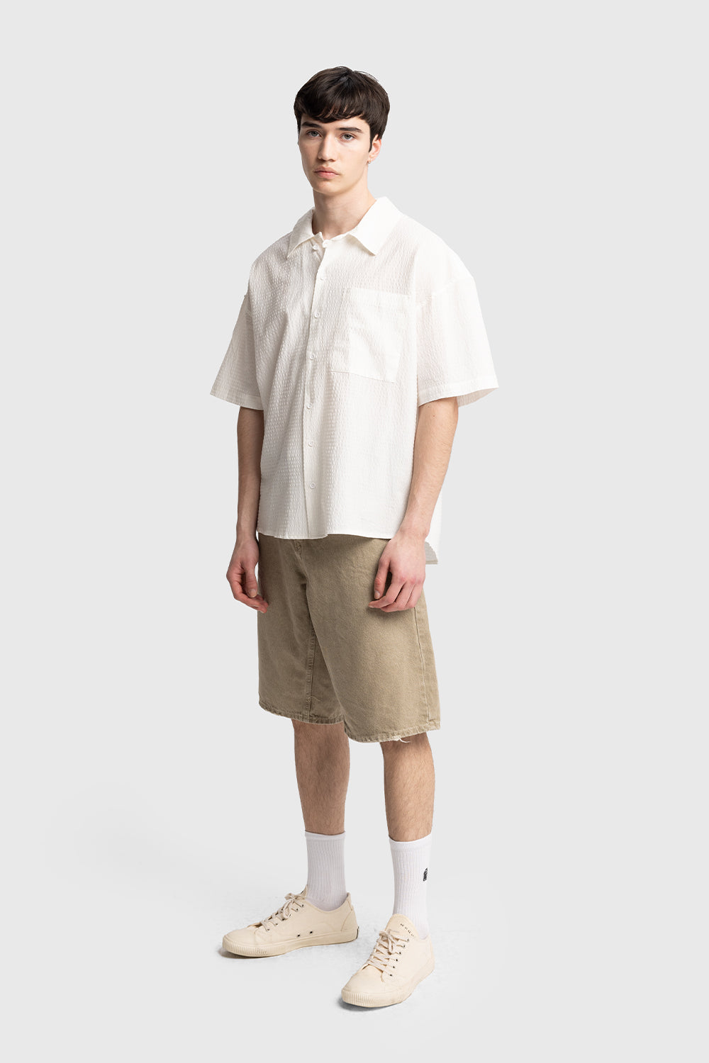 Giesto Chemise gaufrée à manches courtes - Noir