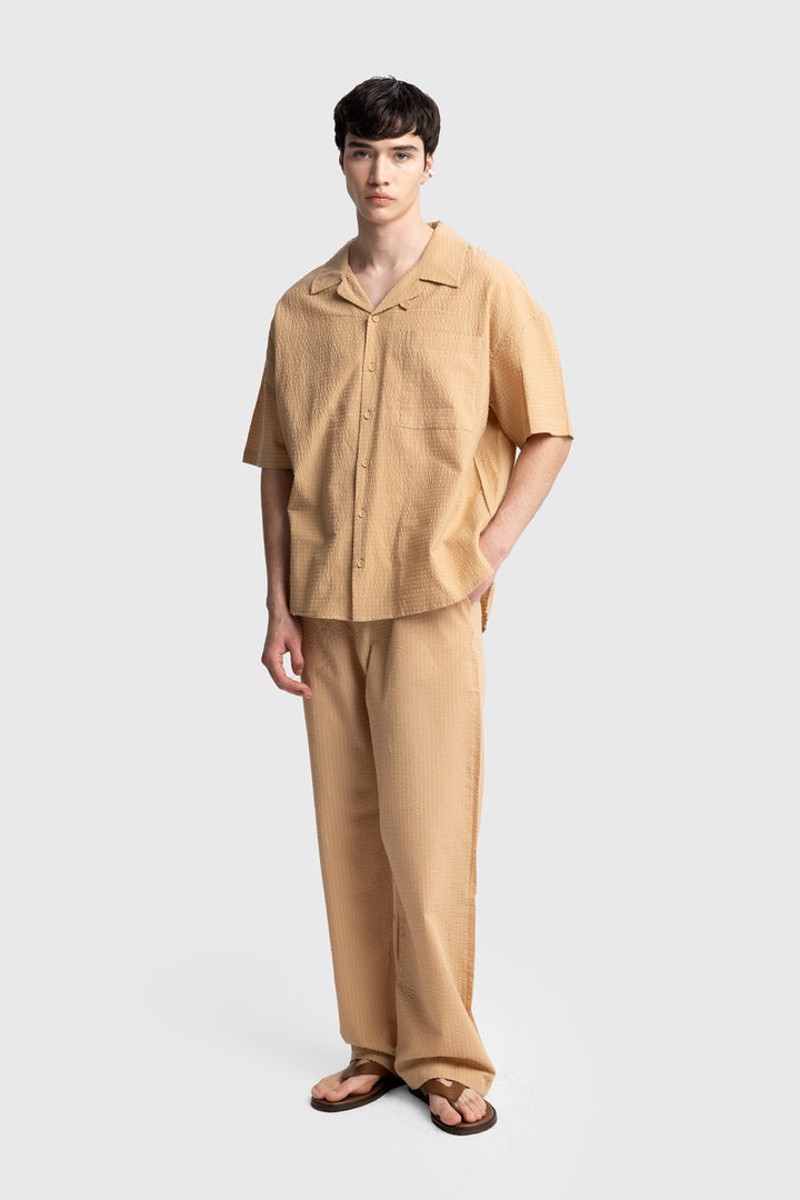 Giesto Chemise gaufrée à manches courtes - Noir