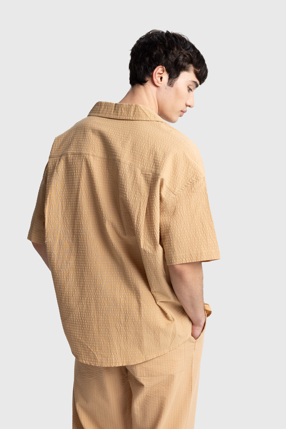 Giesto Chemise gaufrée à manches courtes - Noir