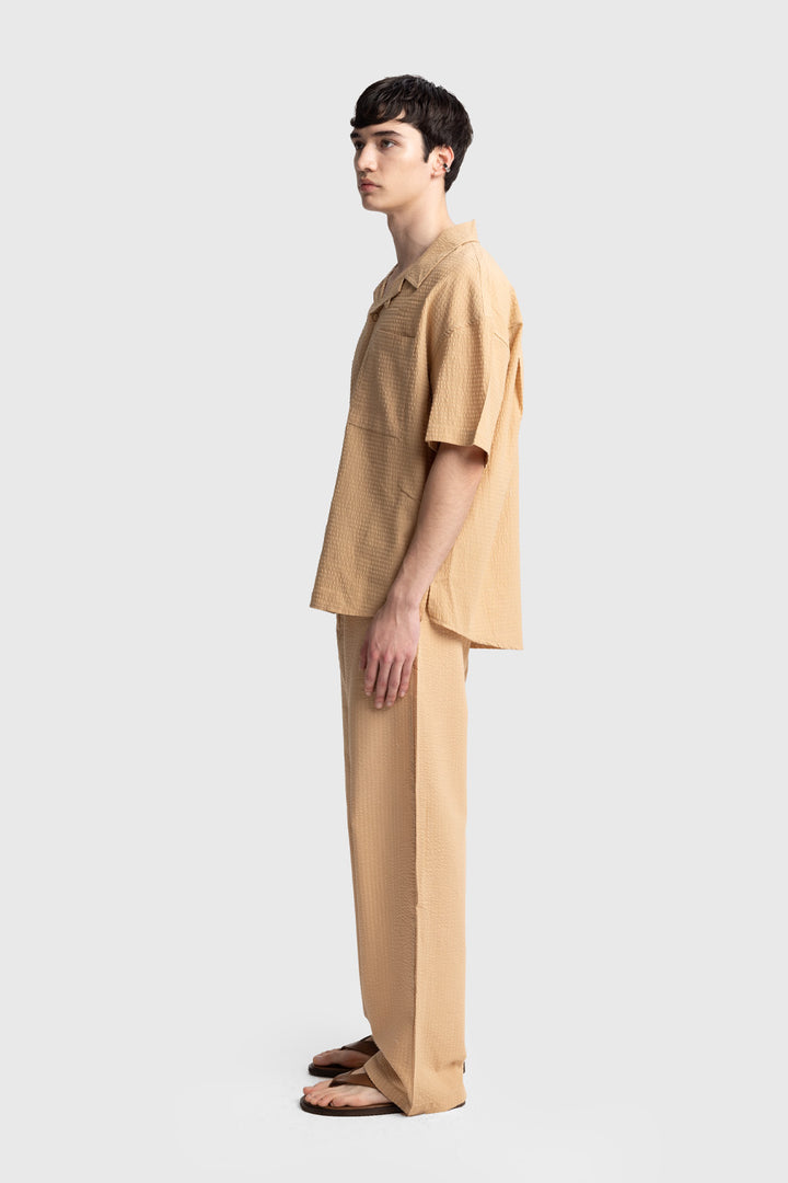 Giesto Chemise Gofre à Manches Courtes - Tabac