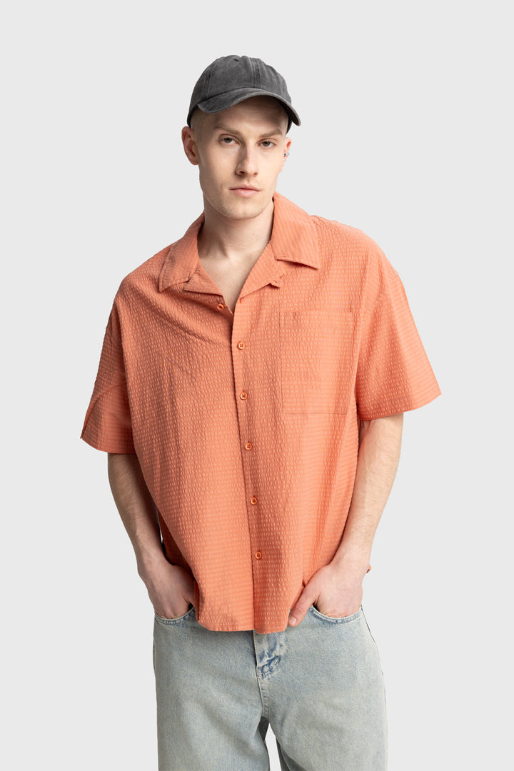 Giesto Chemise gaufrée à manches courtes - Noir