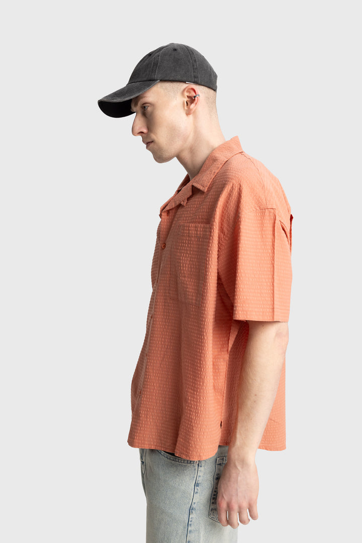 Giesto Chemise en gofre à manches courtes - Orange