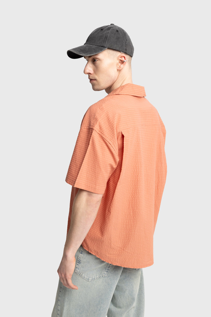 Giesto Chemise en gofre à manches courtes - Orange