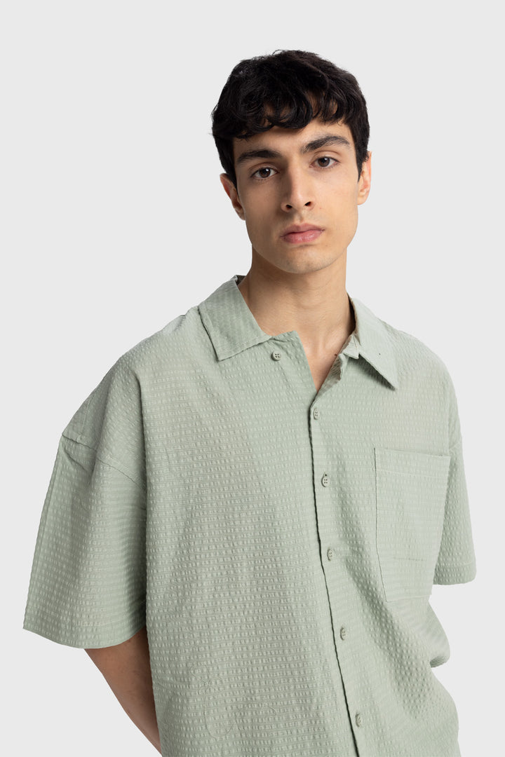Giesto Chemise en gofre à manches courtes - Menthe