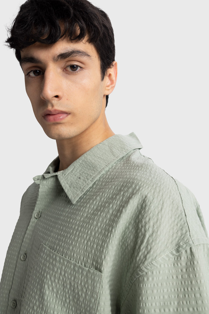 Giesto Chemise gaufrée à manches courtes - Noir
