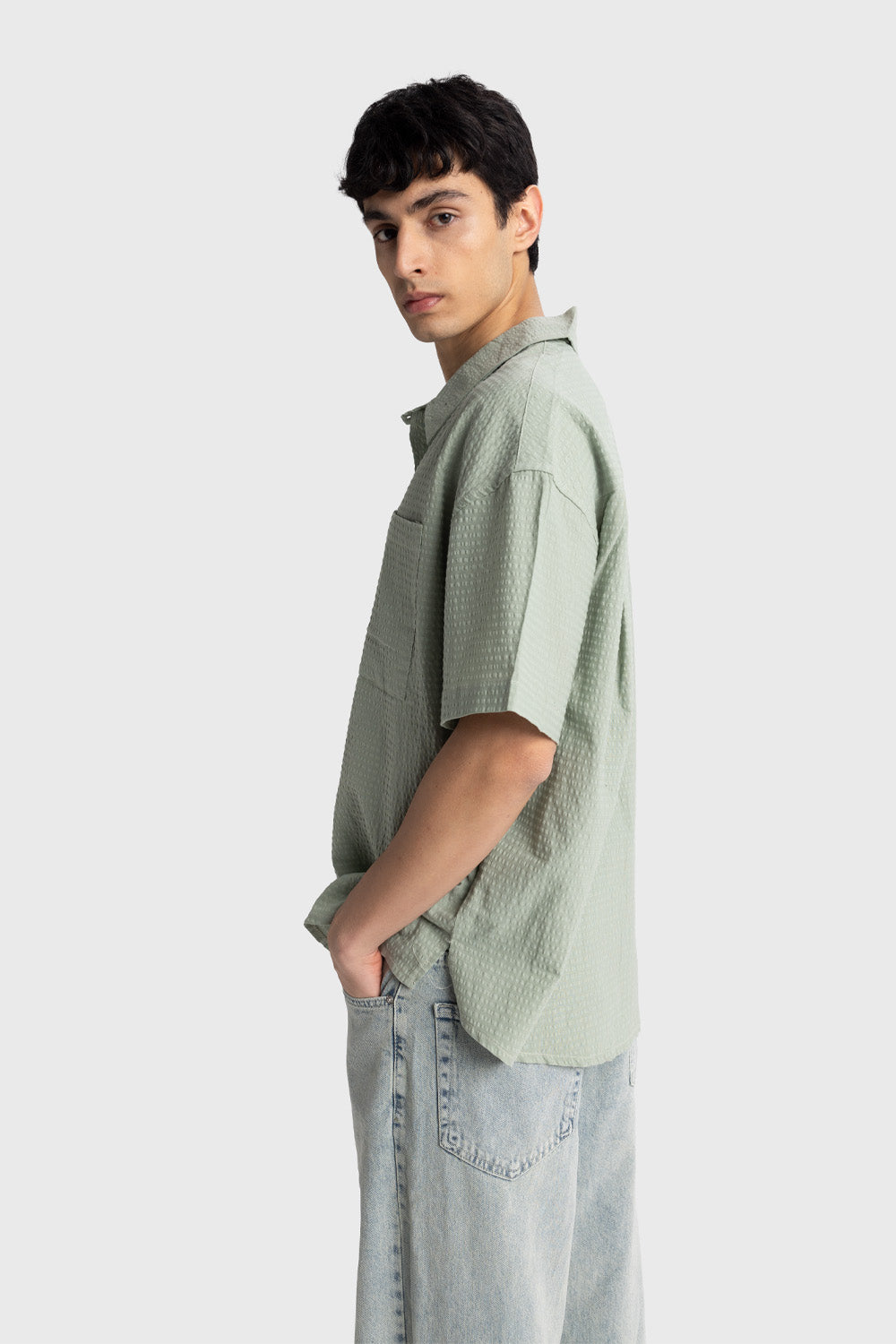 Giesto Chemise gaufrée à manches courtes - Noir