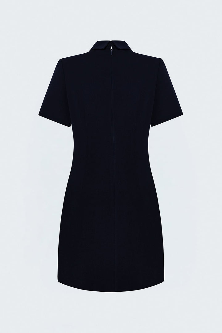 Sateen Robe mini à manches courtes - Bleu marine