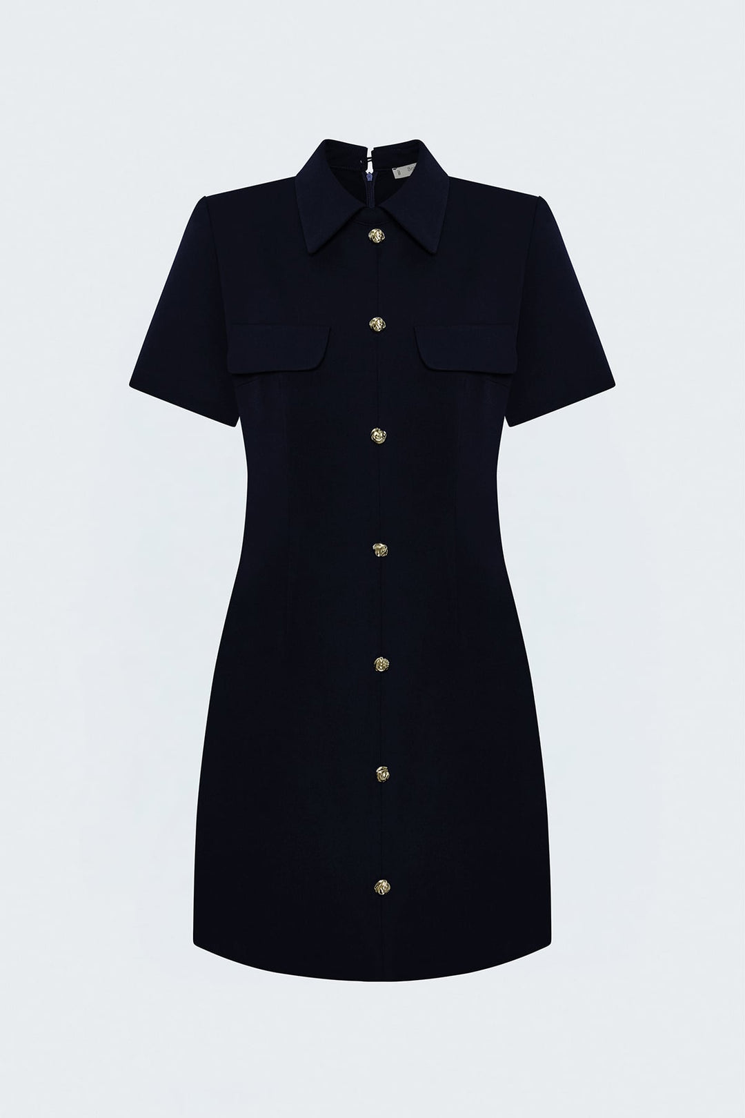 Sateen Robe mini à manches courtes - Bleu marine