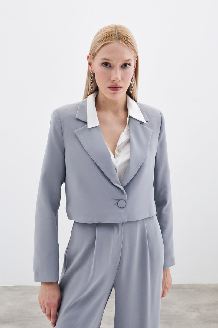 Sateen Veste courte en crêpe - Gris