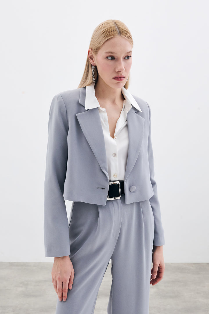 Sateen Veste courte en crêpe - Gris