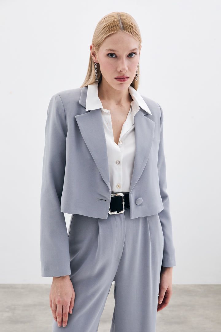 Sateen Veste courte en crêpe - Gris