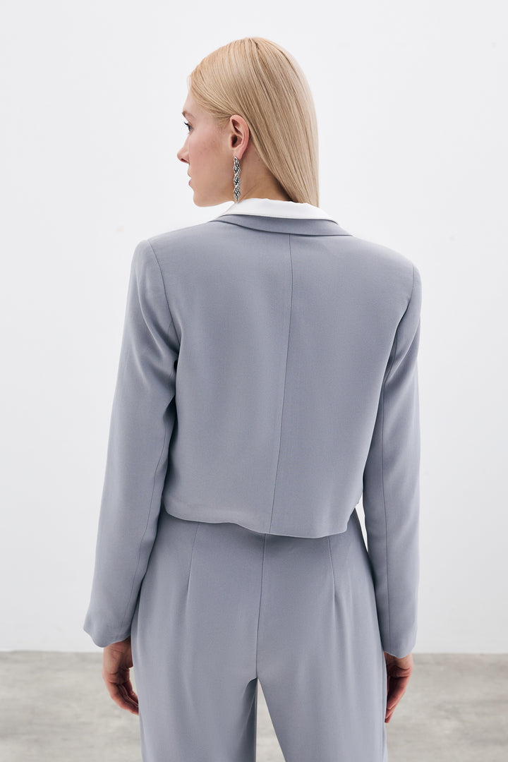 Sateen Veste courte en crêpe - Gris