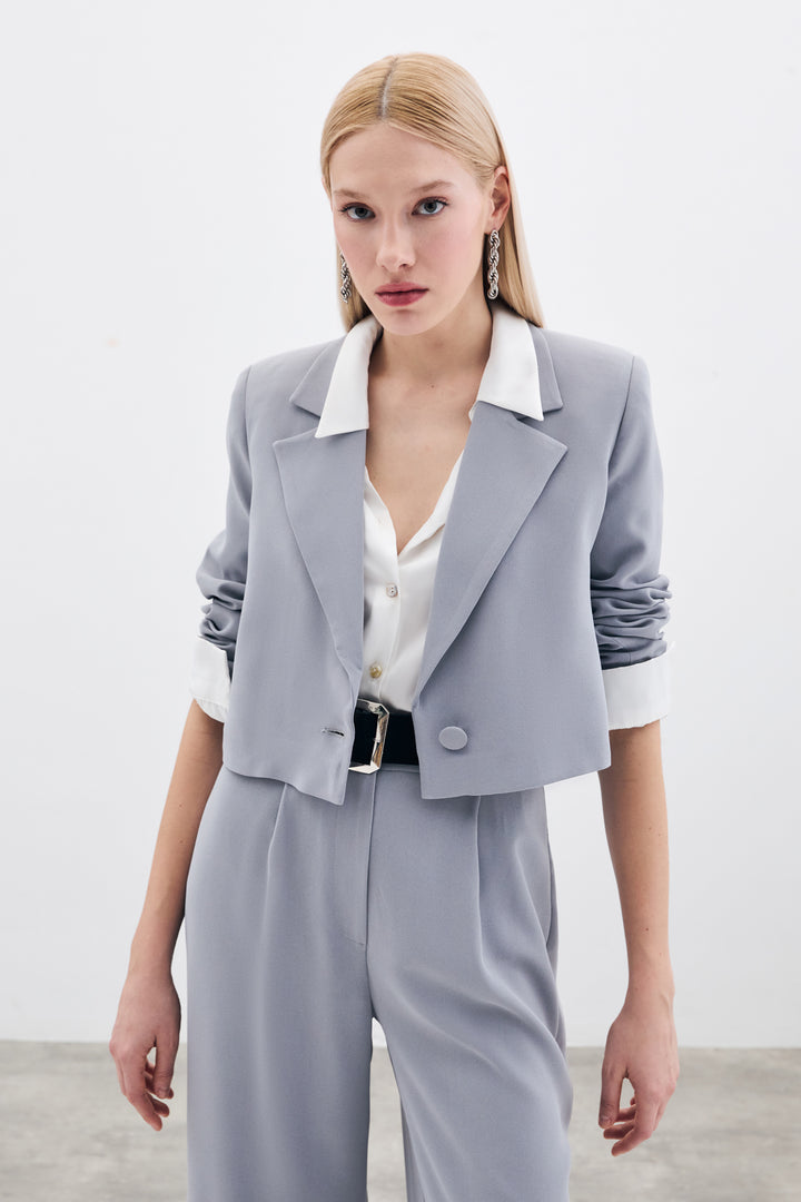 Sateen Veste courte en crêpe - Gris