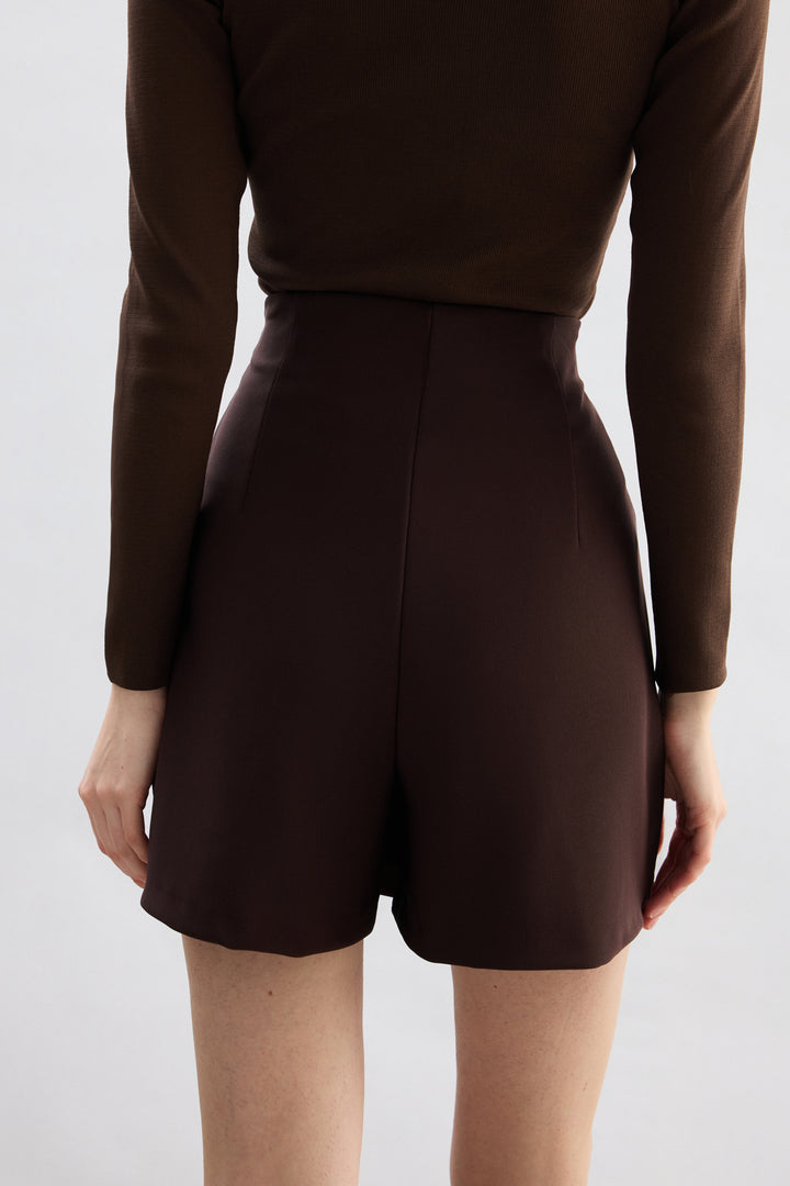 Sateen Jupe Short - Marron