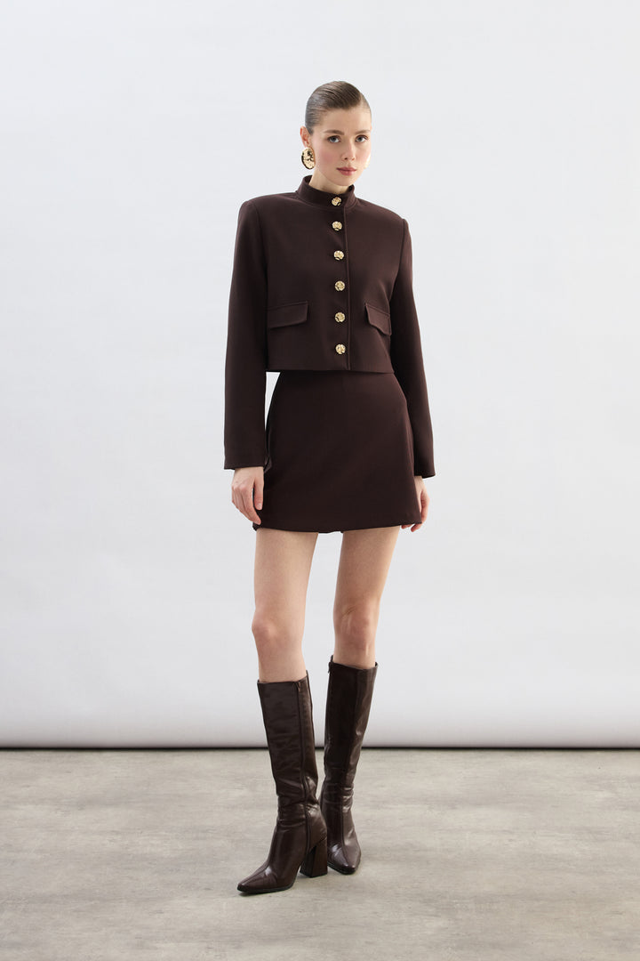 Sateen Jupe Short - Marron