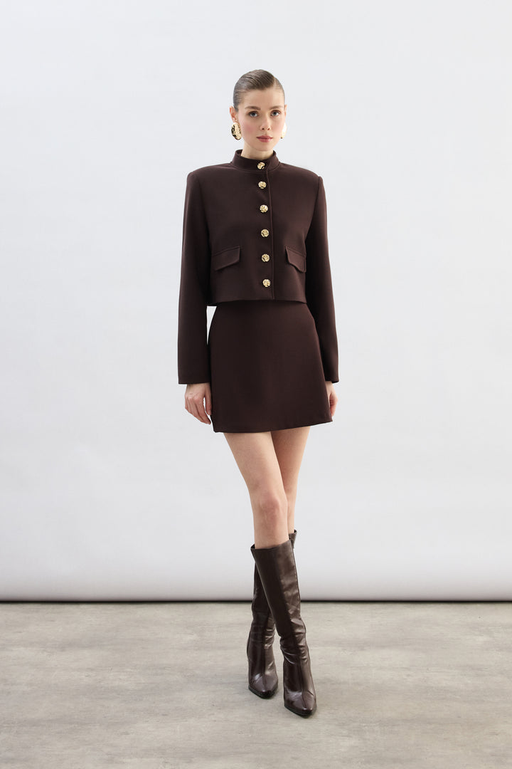 Sateen Jupe Short - Marron