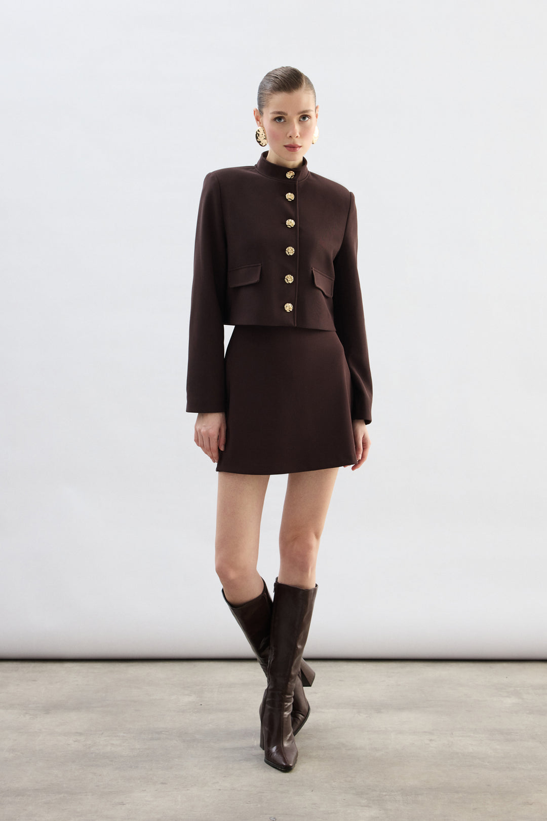 Sateen Jupe Short - Marron