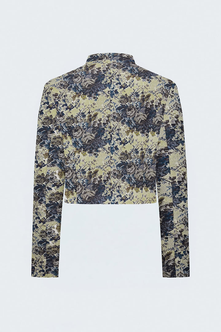 Sateen Veste trench à boutons décoratifs courts - Bleu marine