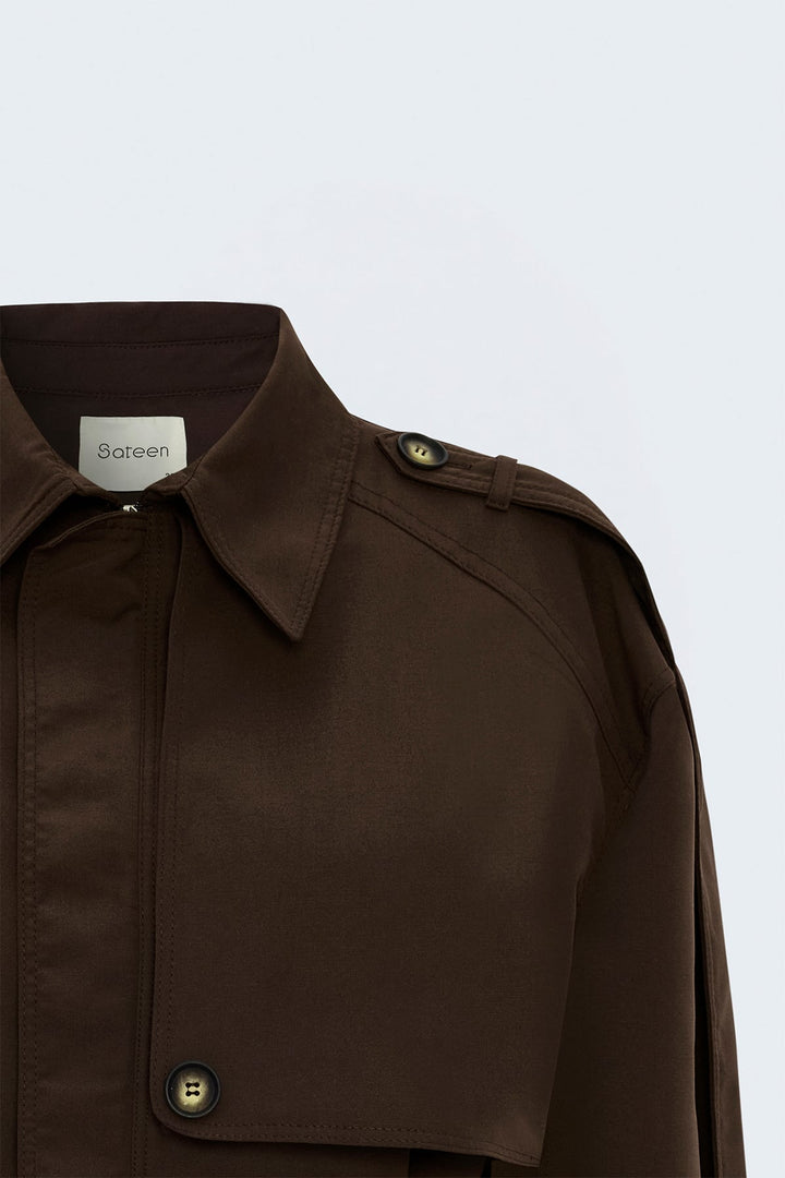 Sateen Trench court - Marron