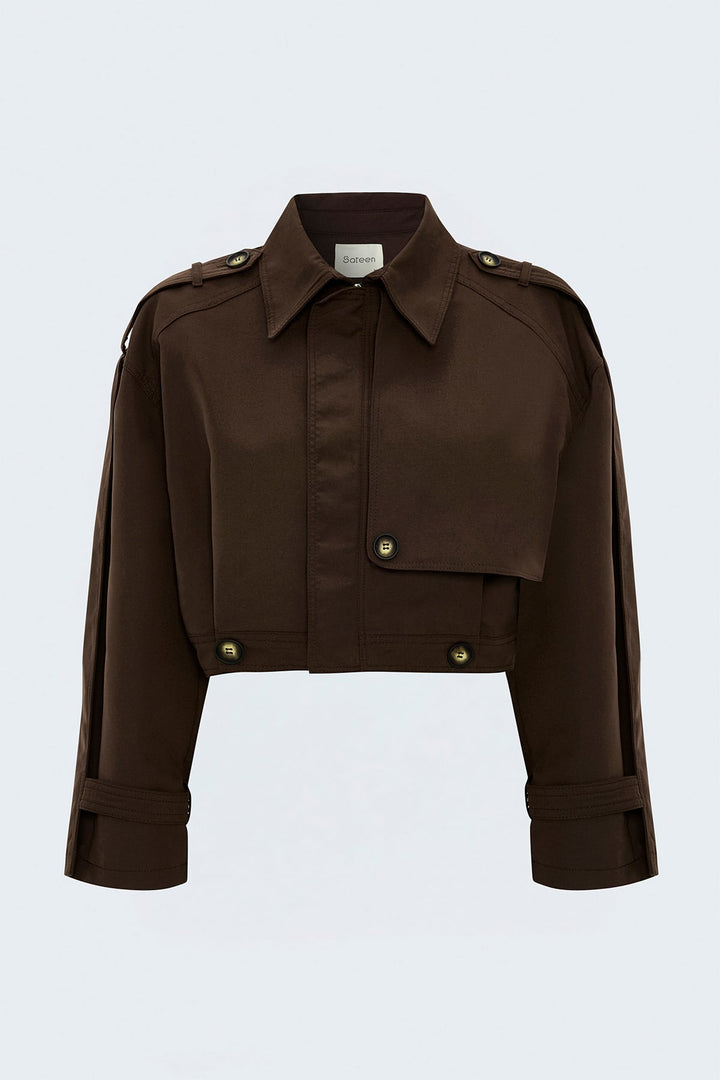 Sateen Trench court - Marron