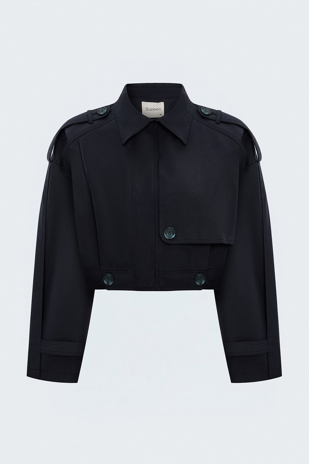 Sateen Trench court - Bleu marine