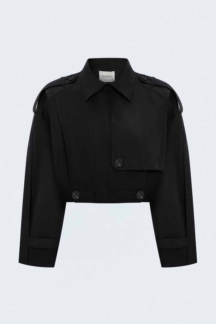 Sateen Trench court - Noir