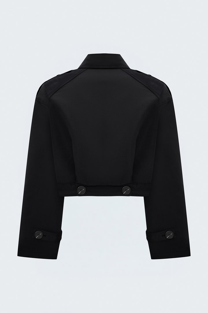 Sateen Trench court - Noir