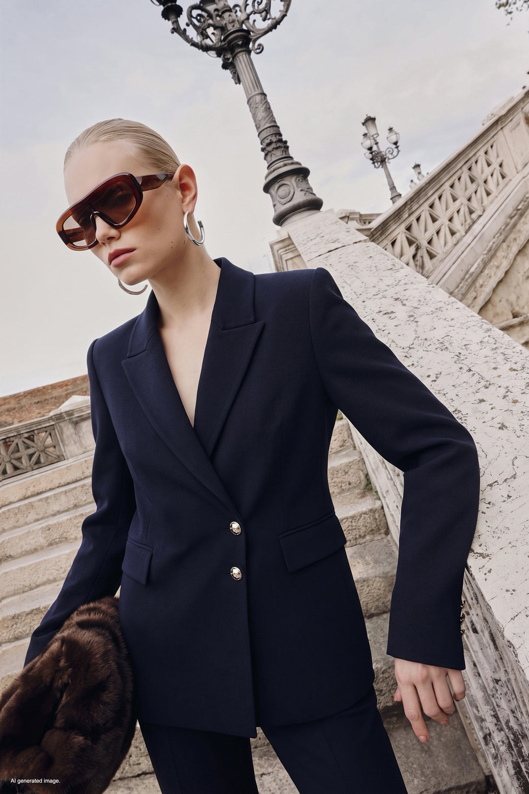 Sateen Veste Classique - Bleu marine