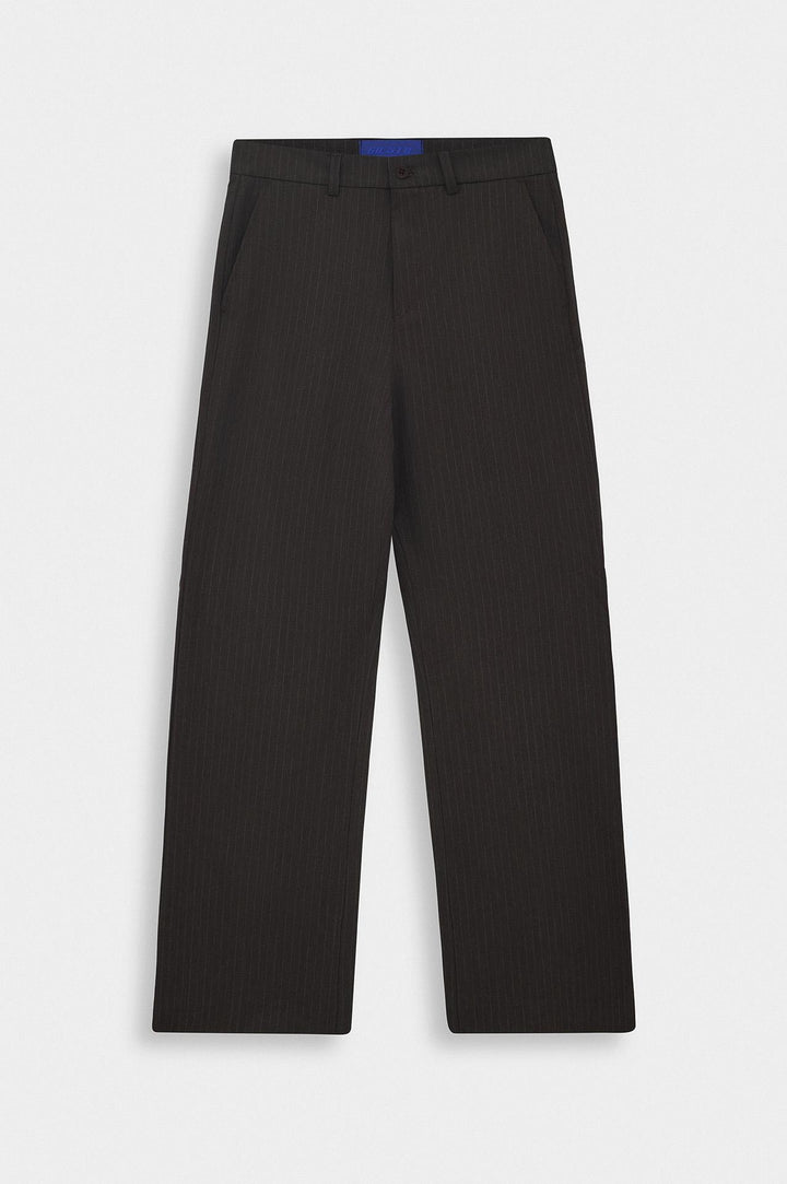 Giesto Pantalon marron à rayures classiques et jambes évasées - Marron