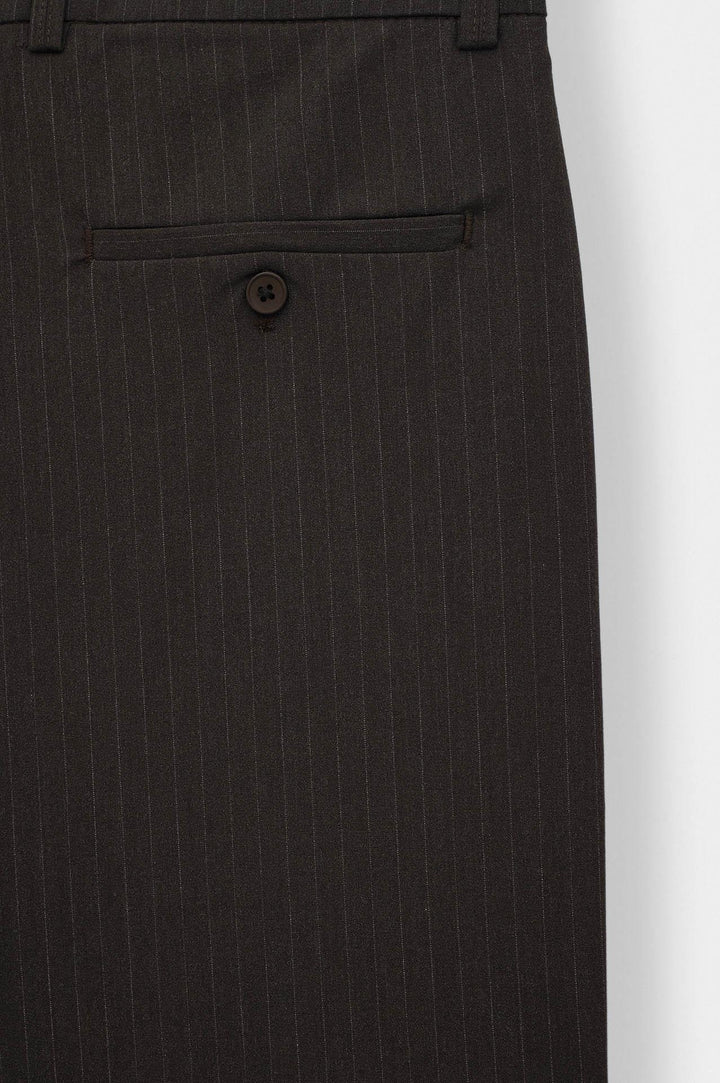 Giesto Pantalon marron à rayures classiques et jambes évasées - Marron