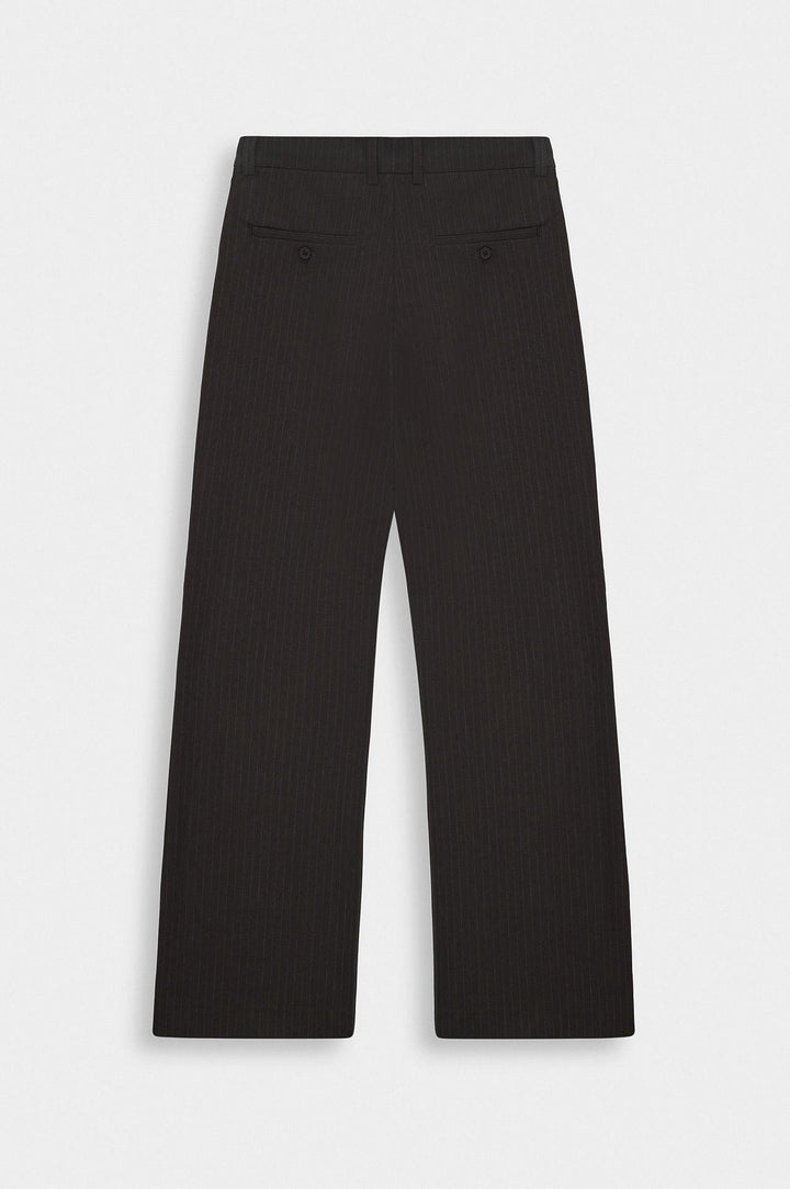 Giesto Pantalon marron à rayures classiques et jambes évasées - Marron