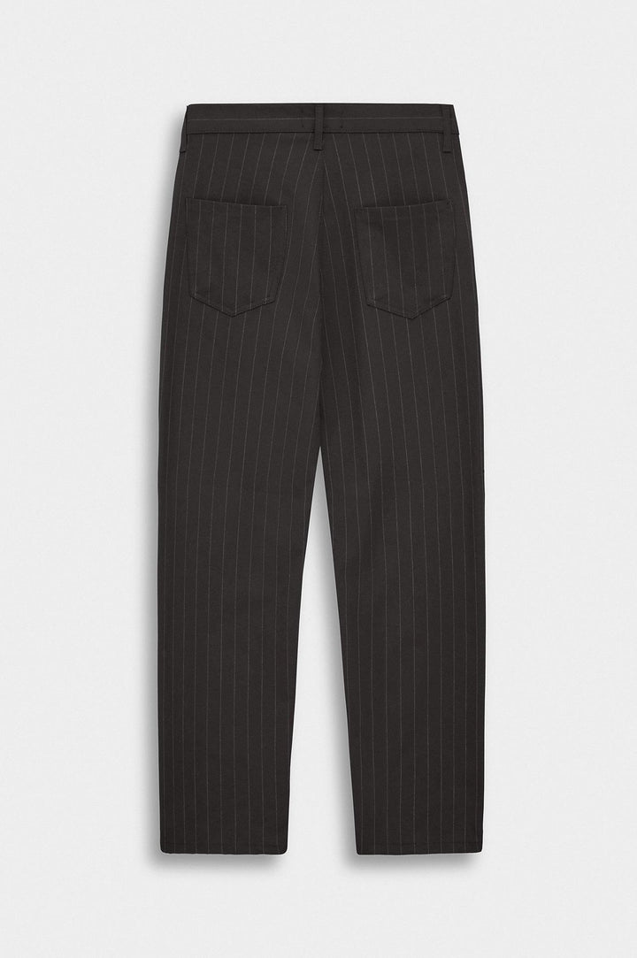 Giesto Pantalon Marron Regular Fit Rayé Classique - Marron